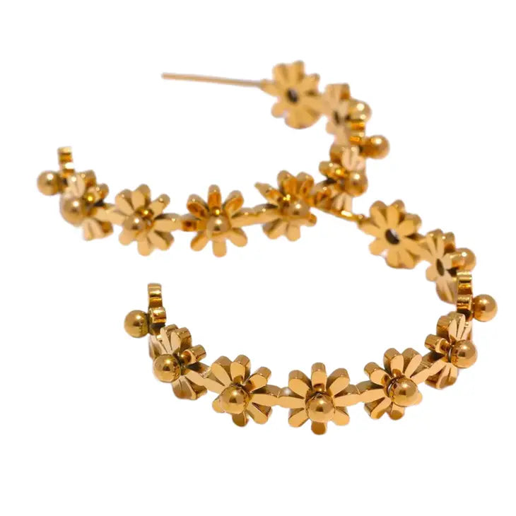 Gold Daisy Hoops