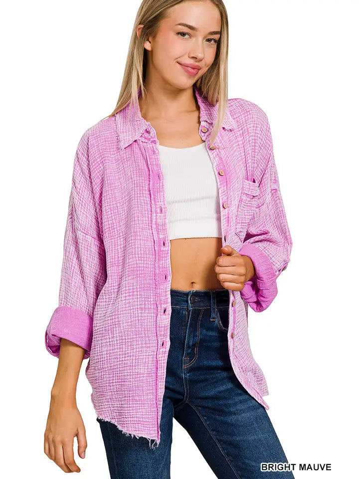 Damsel in Distress Button Down - Pink